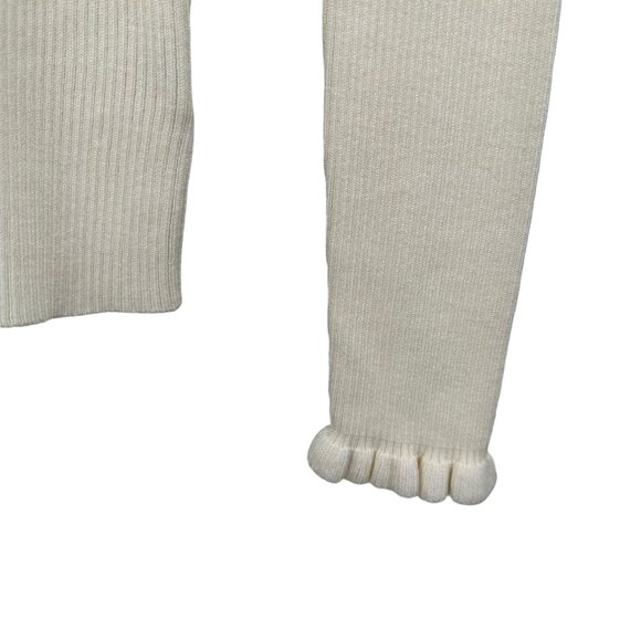 Express Cream Ribbed Knit Long Sleeve Ruffle Mock Neck Top Sweater Ruffle Size M - Picture 5 of 7